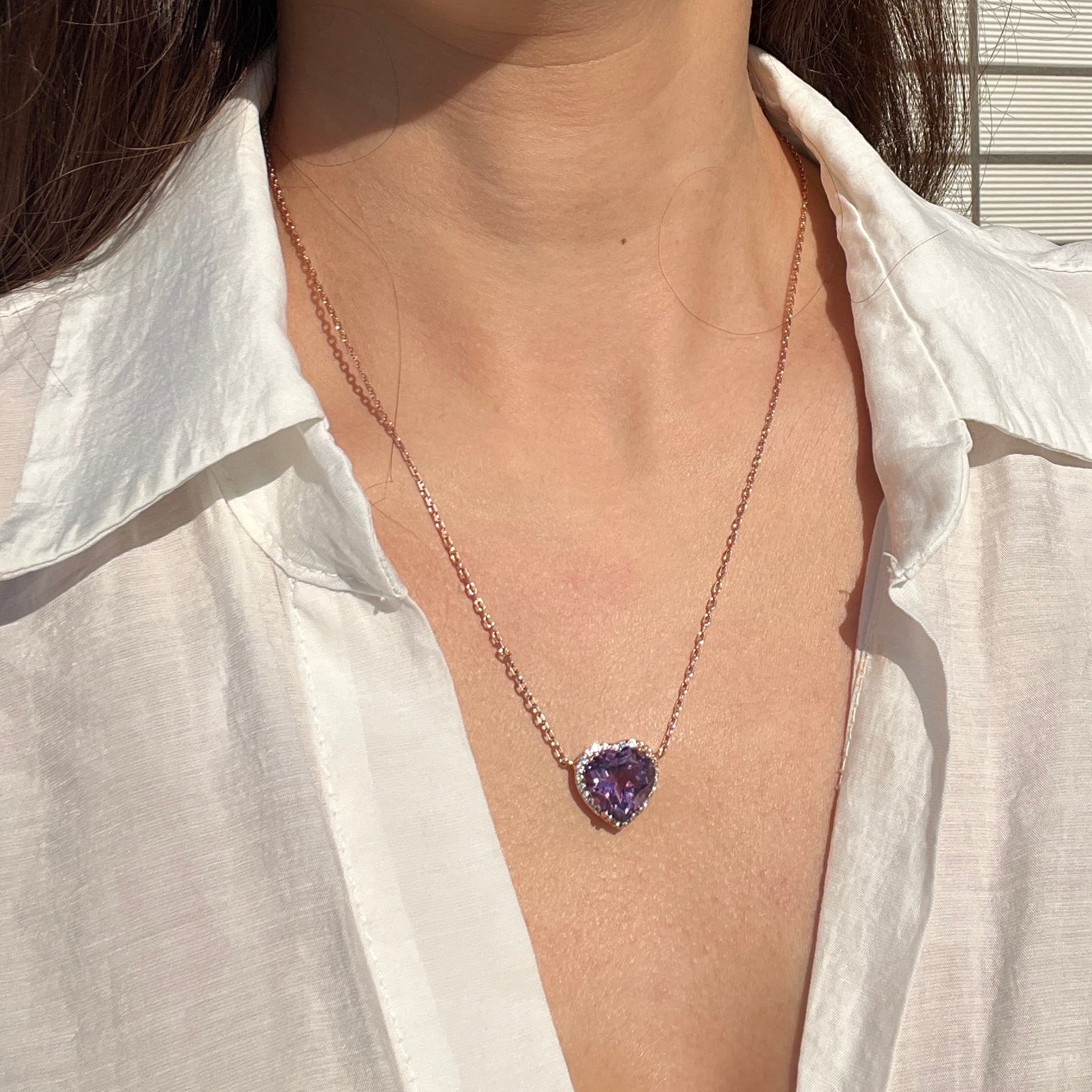 アメジストHalo ハートNecklace | ＜天然石ジュエリー＞Sally's