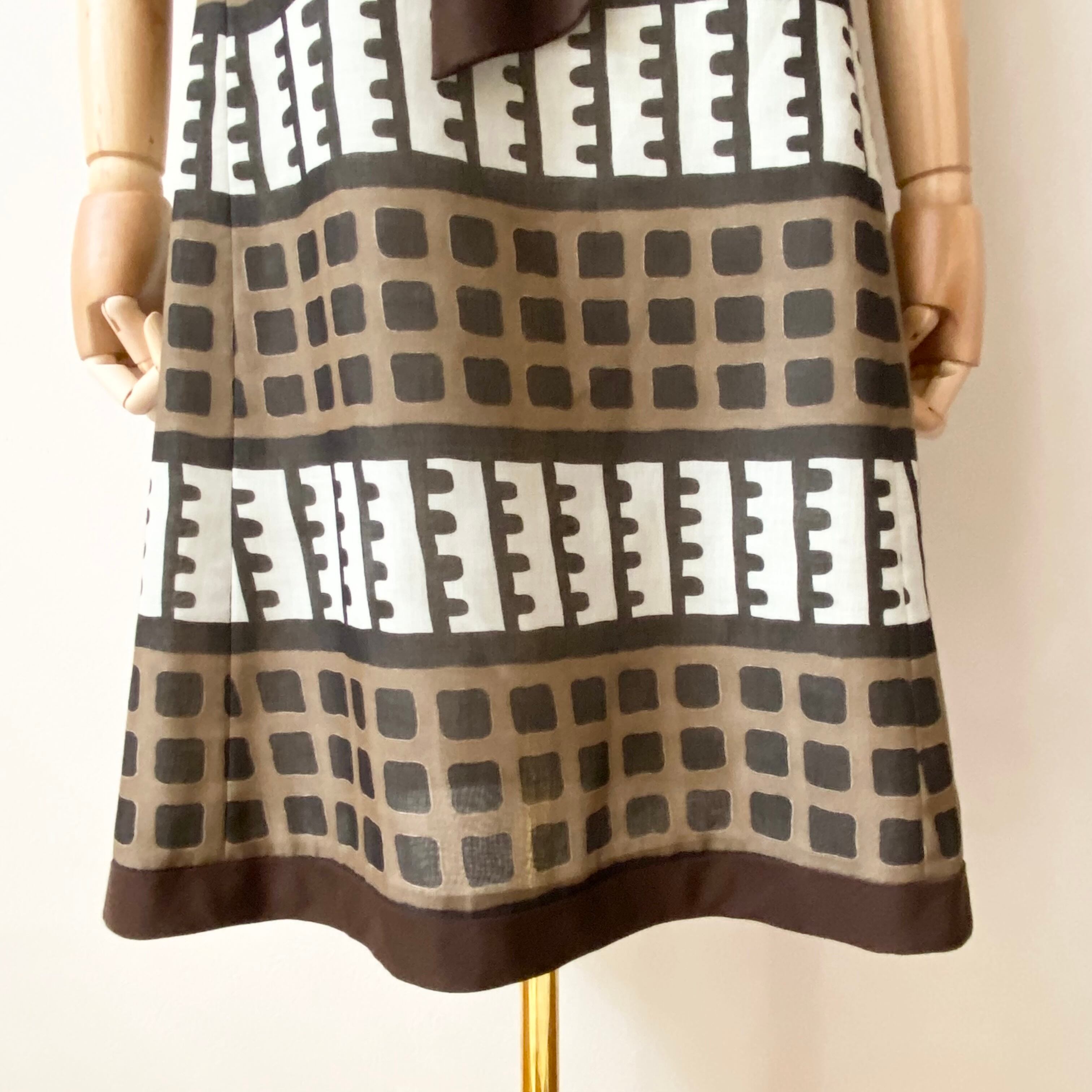 レディース 60年代 Usa製 ヴィンテージワンピース ボウタイワンピース アメリカ 古着 ブラウン 日本m L Roger S Ladies ロジャース レディース