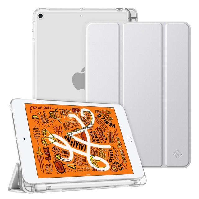Fintie iPad Mini 5 2019用ケース クリア 半透明 バックカバー ペンホルダー付き 第5世代 7.9 インチ(シルバー)