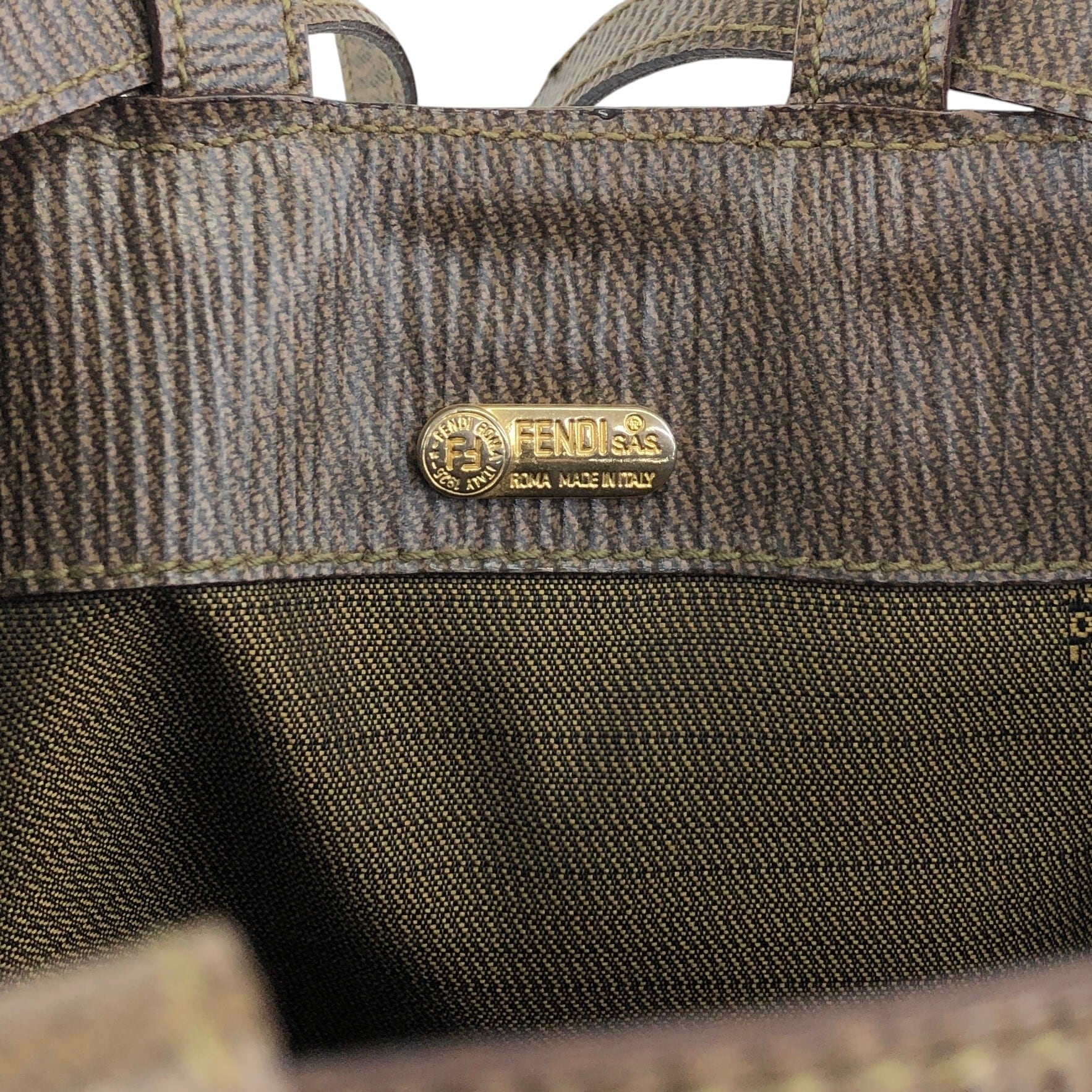 FENDI フェンディ ショルダーバッグ ブラウン FFロゴ レザー 巾着 2WAY