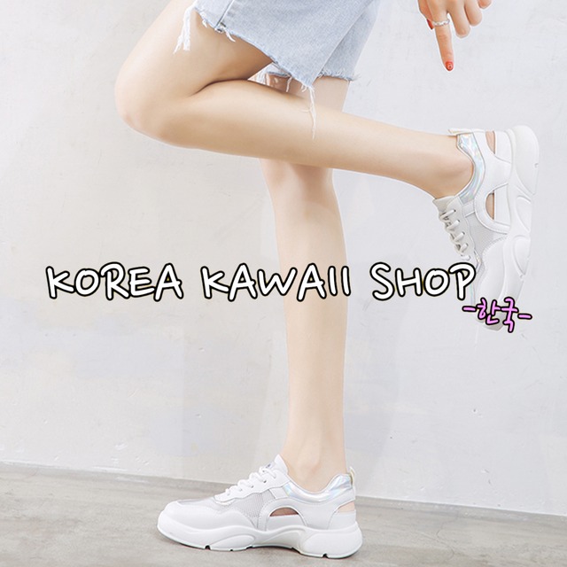 スニーカー風サンダル ホワイト ピンク Korea Kawaii Shop スニーカー風サンダル ホワイト ピンク Korea Kawaii Shop