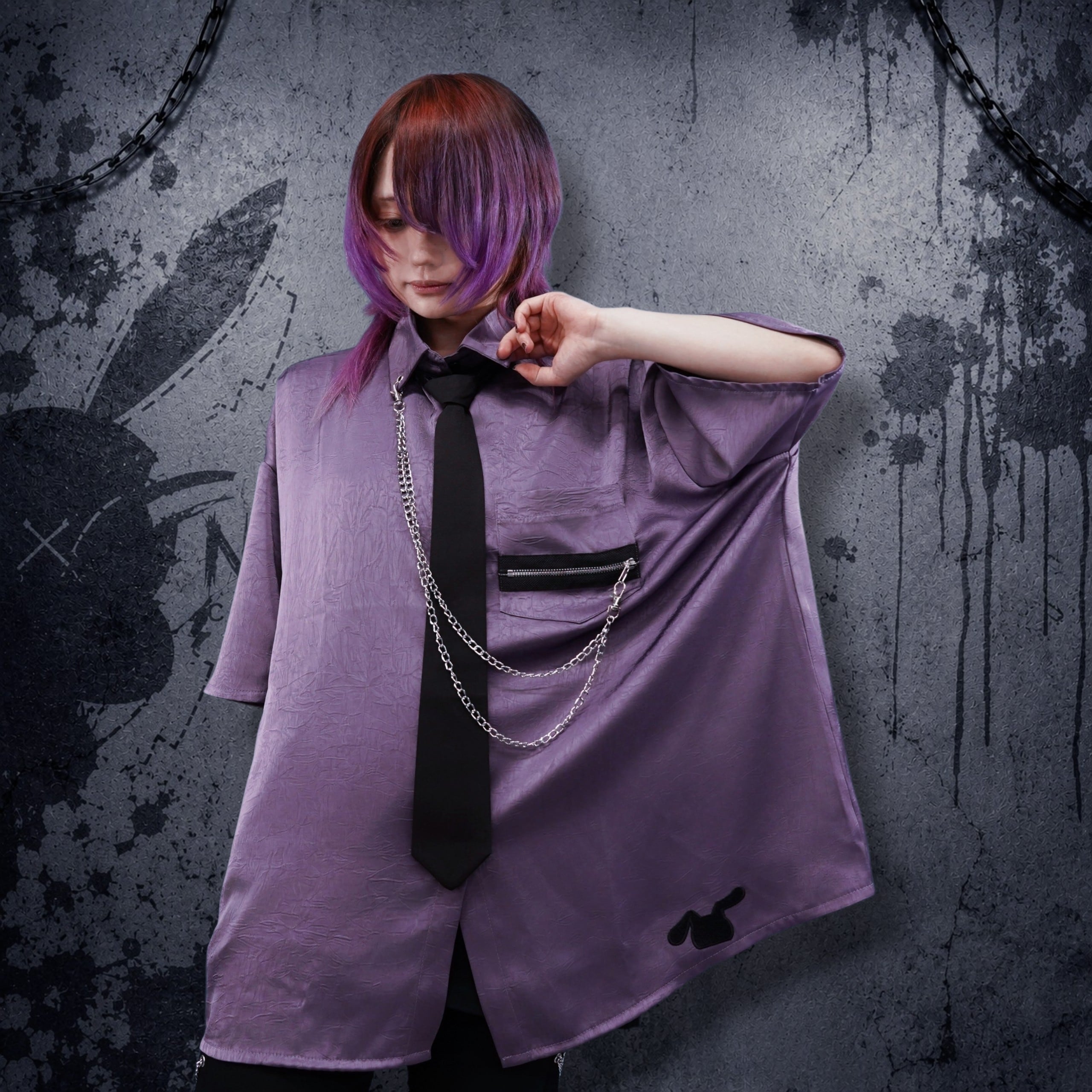 週末特別大特価》WRINKLE FABRIC TIE & CHAIN SHIRT【PURPLE】 | NIER
