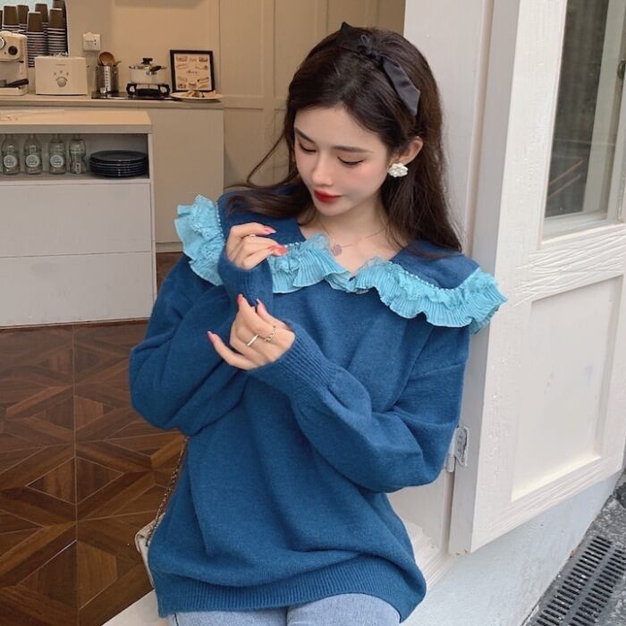 スタンダードセーター ルーズスタイルニットトップス レトロ スプリング 春物 オータム 秋物 1号婦人80445216044