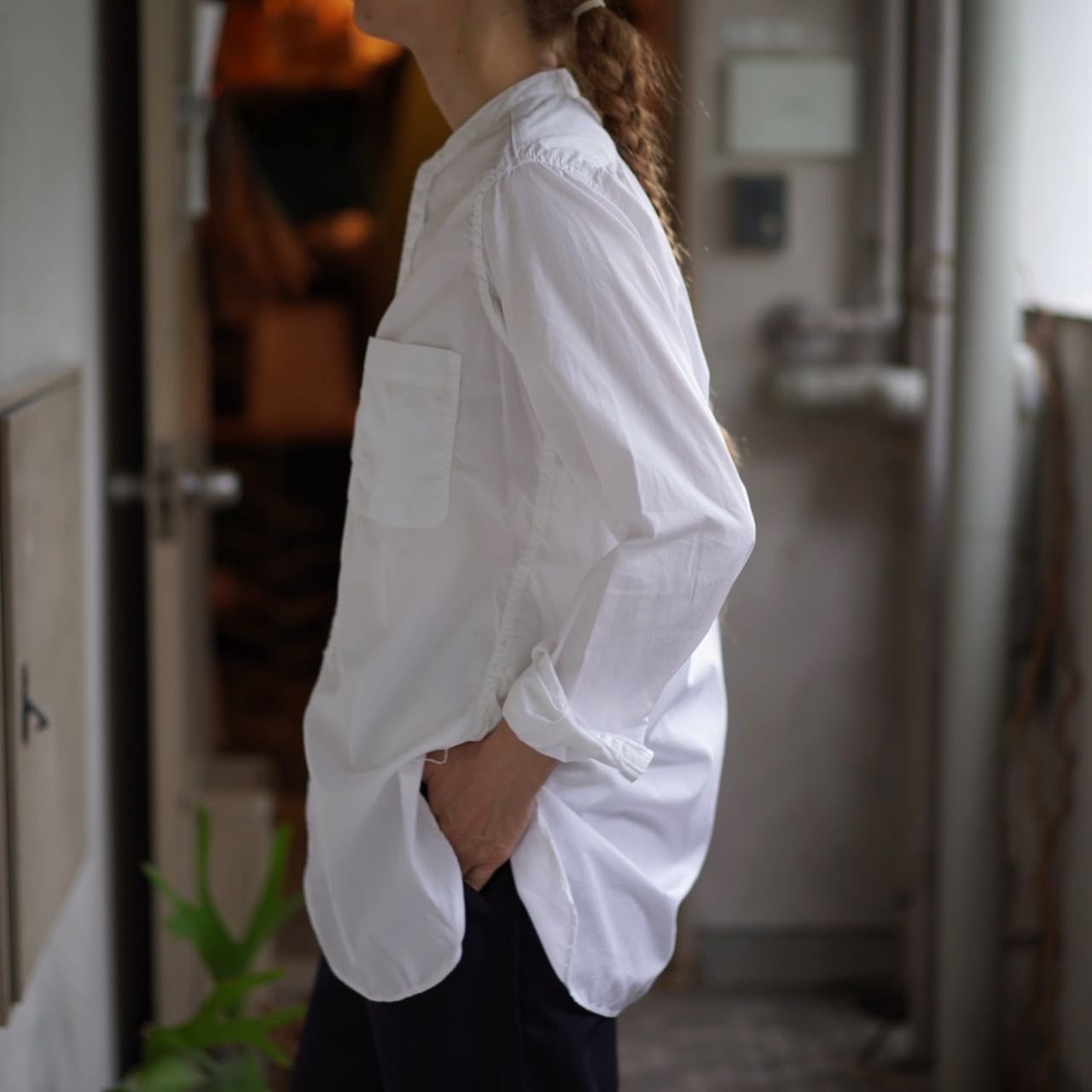 再入荷 sans limite(サンリミット)定番長丈スタンド二本針 white | Debby