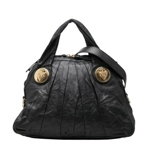 グッチ ヒステリア ハンドバッグ ショルダーバッグ 2WAY 197019 ブラック ゴールド レザー レディース GUCCI 中古