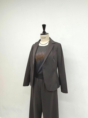 ジグザグサテン×ポンチカットソー（チャコールグレー）