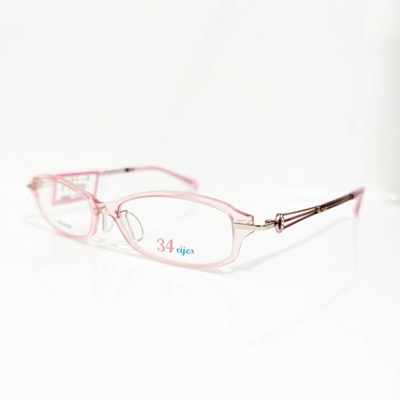 【34eyes】スクエアセルフレーム クリアピンク