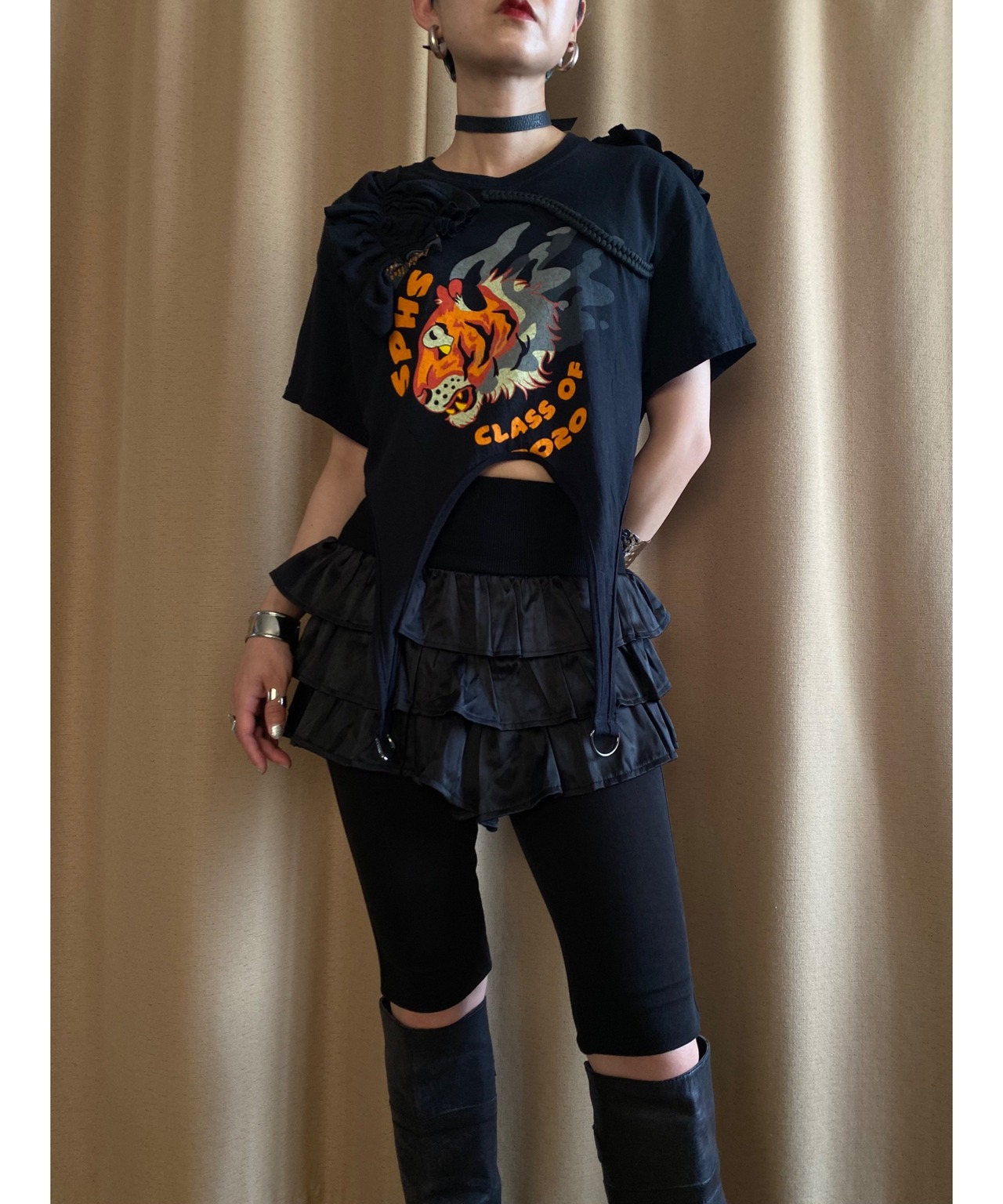 garter belt design tiger remake t shirt-4254-7