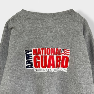 【National Guard】ARMY ナショナルガード 米軍 陸軍州兵 ロゴ ワンポイント バックプリント スウェット トレーナー プルオーバー M グレー US古着