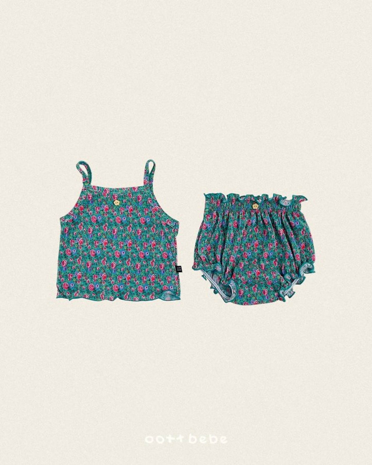[oottbebe] Floral Pleated Sleeveless Bloomer / [오뜨베베] 꽃송이플리츠나시블루머