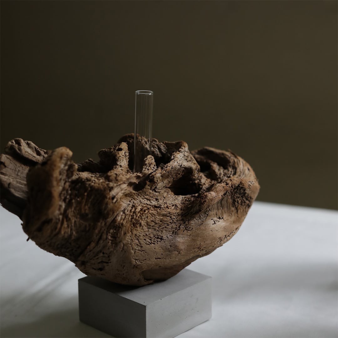 saisei (再生) driftwood flower vase cement 無塗装 | FREEPARK
