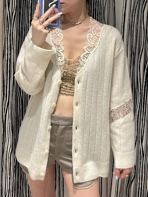 【26AW】FETICO フェティコ / カーディガン / OVERSIZED HAIRY LACE PANELED KNIT CARDIGAN