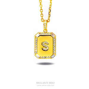 square coin initial necklace