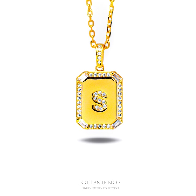square coin initial necklace