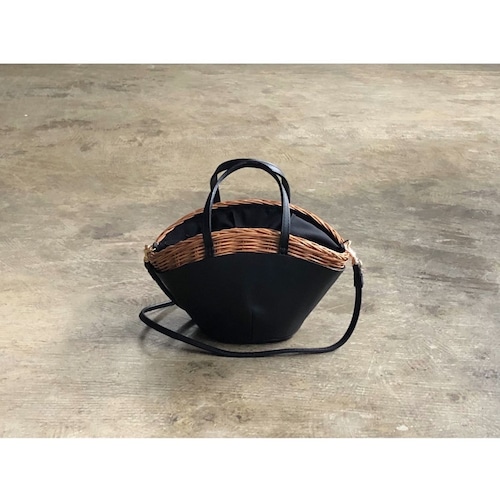 Rattan Wicker×Leather 2Way Hand&Shoulder Bag