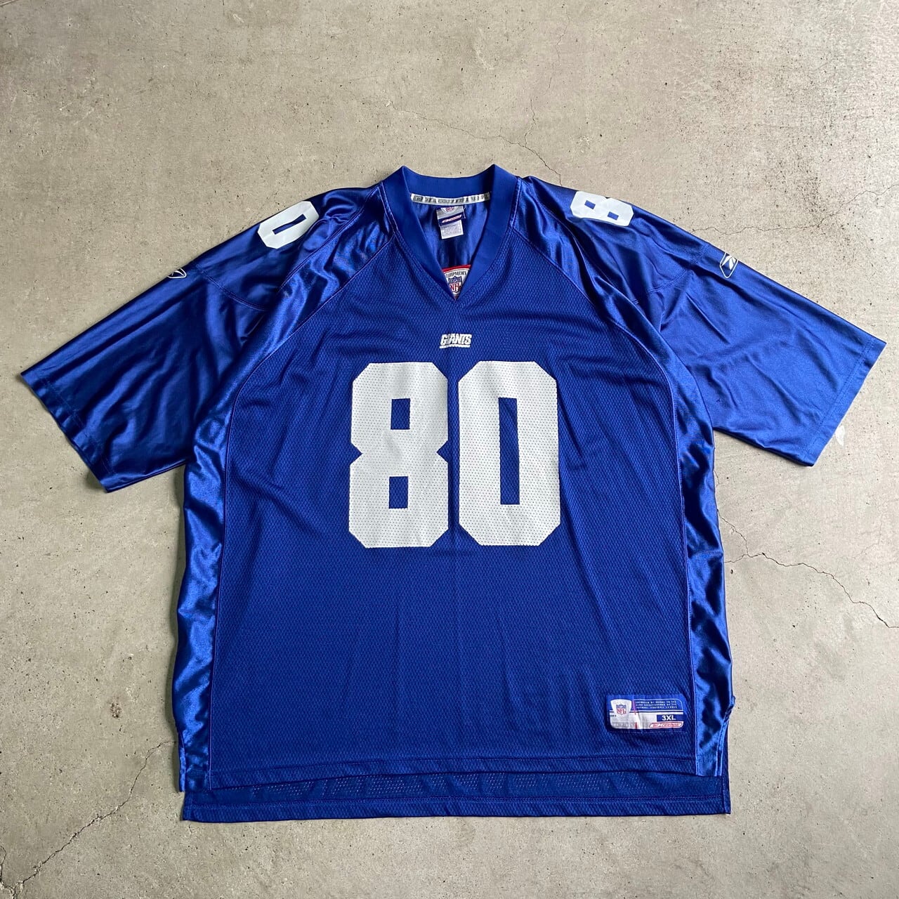 ビッグサイズ Reebok リーボック NFL ニューヨーク・ジャイアンツ ジェレミー・チャールズ・ショッキー フットボールシャツ メンズ3XL 古着  NEW YORK GIANTS レプリカユニフォーム アメフト メッシュ ワッペン ブルー ...