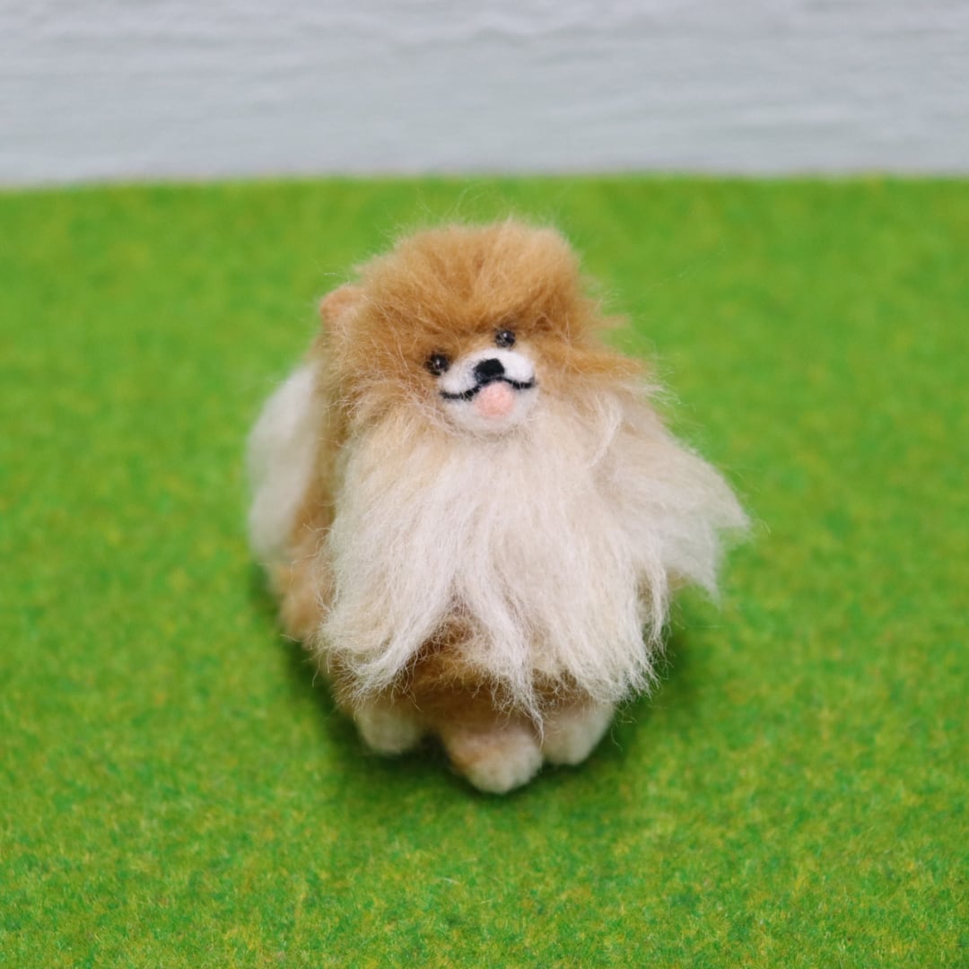 羊毛フェルト ポメラニアン ブラウン お座りポーズ❀︎ ポメラニアン