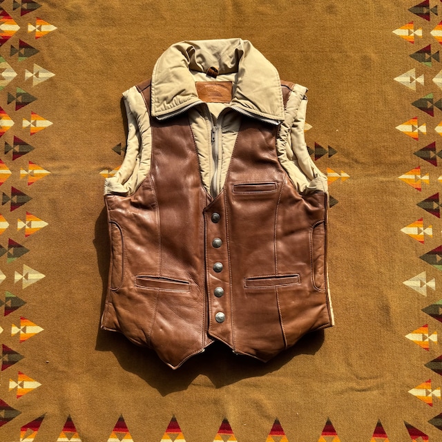 1970's Vintage "Storm Mountain Sportswear" Leather x Corduroy Vest /40
