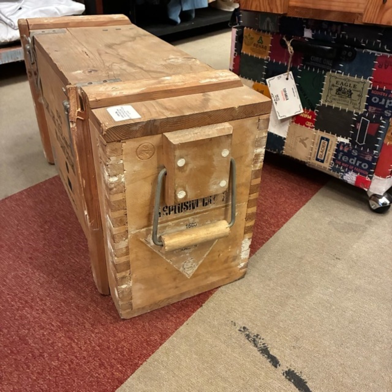 Italia Ammunition wood box　イタリア　アミニッションウッドボックス　＃コンディション　アウトレット　イタリア軍　ウッドボックス　収納　工具箱　アウトドア　キャンプ　ショップ　ディスプレイ　インテリア　アソート　