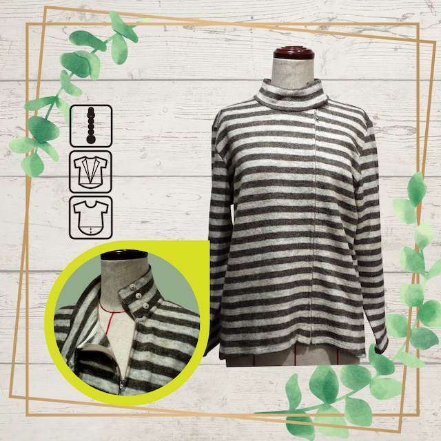 ユニバーサルファッションChiaretta bis【ハイネック・ボーダーカットソー】 CS15006-bis