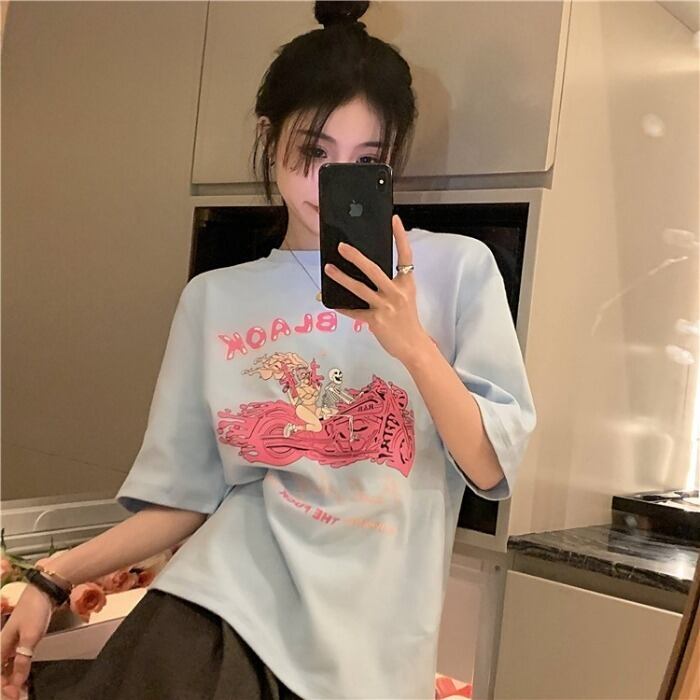 スタイルルーズTシャツ サマーカジュアルトップス コットン 夏物 モンロー70508131690