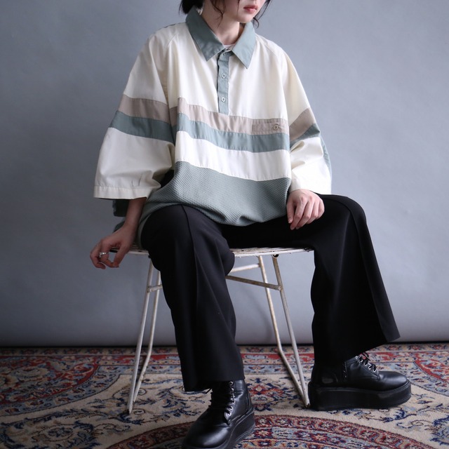 earth coloring switching design XXX over size h/s pullover