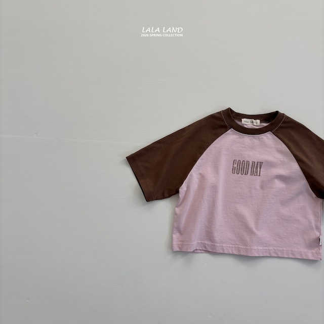 [即納L]≪LALALAND≫Good Day 7-Length Raglan T pink (kids)133