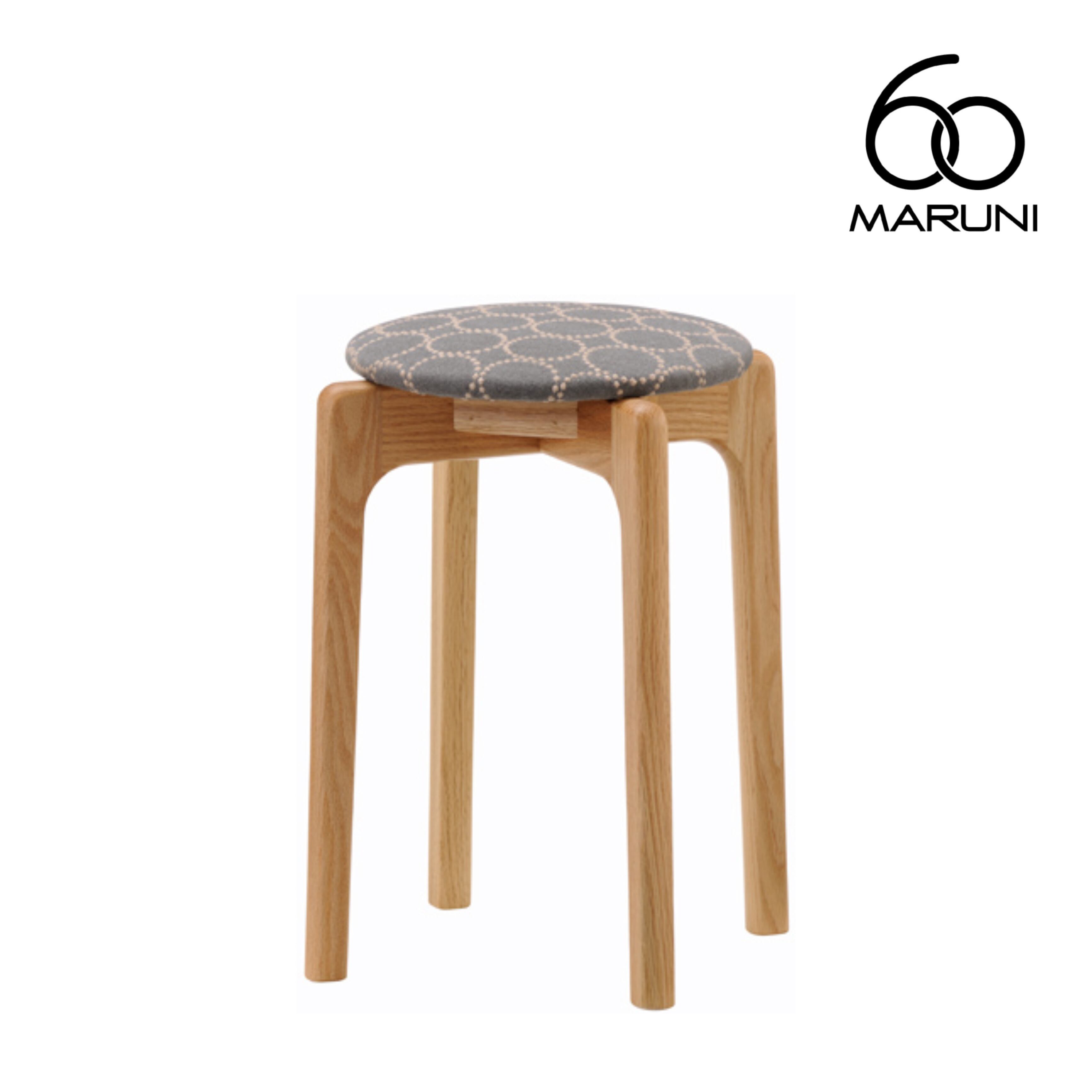 マルニ60+ マルニロクマルプラス オークフレーム スタッキングスツール 布地 ミナペルホネン タンバリン グレー #7679