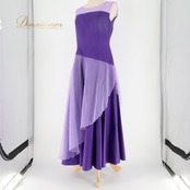 フラダンス 衣装 ワンピース ドレス アロハスタンダード パープル系 ALOHA STANDARDS 日本製 ワントーン チュール 透け感 シンプル 無地 アシンメトリー かわいい 華やか 鮮やか 明るい おしゃれ ハワイアン アロハ フラ ダンス レッスン