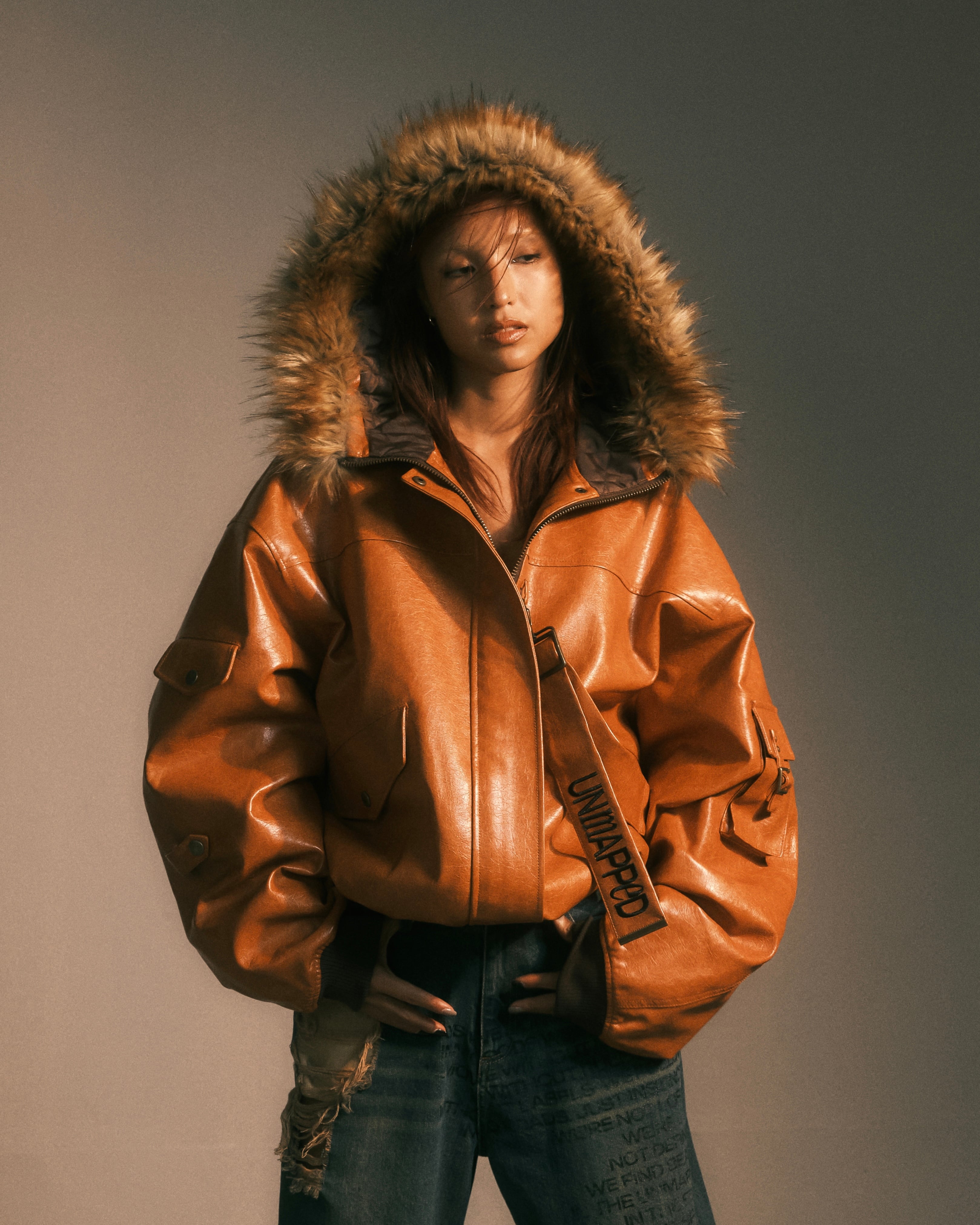 ジャケット・アウター UNMAPPED Frostage leather jacket / brn Frostage leather jacket / org | UNMAPPED