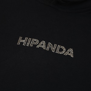 送料無料【HIPANDA ハイパンダ】メンズ フーディー スウェット MEN'S GOLD EMBLEM RHINESTONE HOODIE SWEAT SHIRT / BLACK