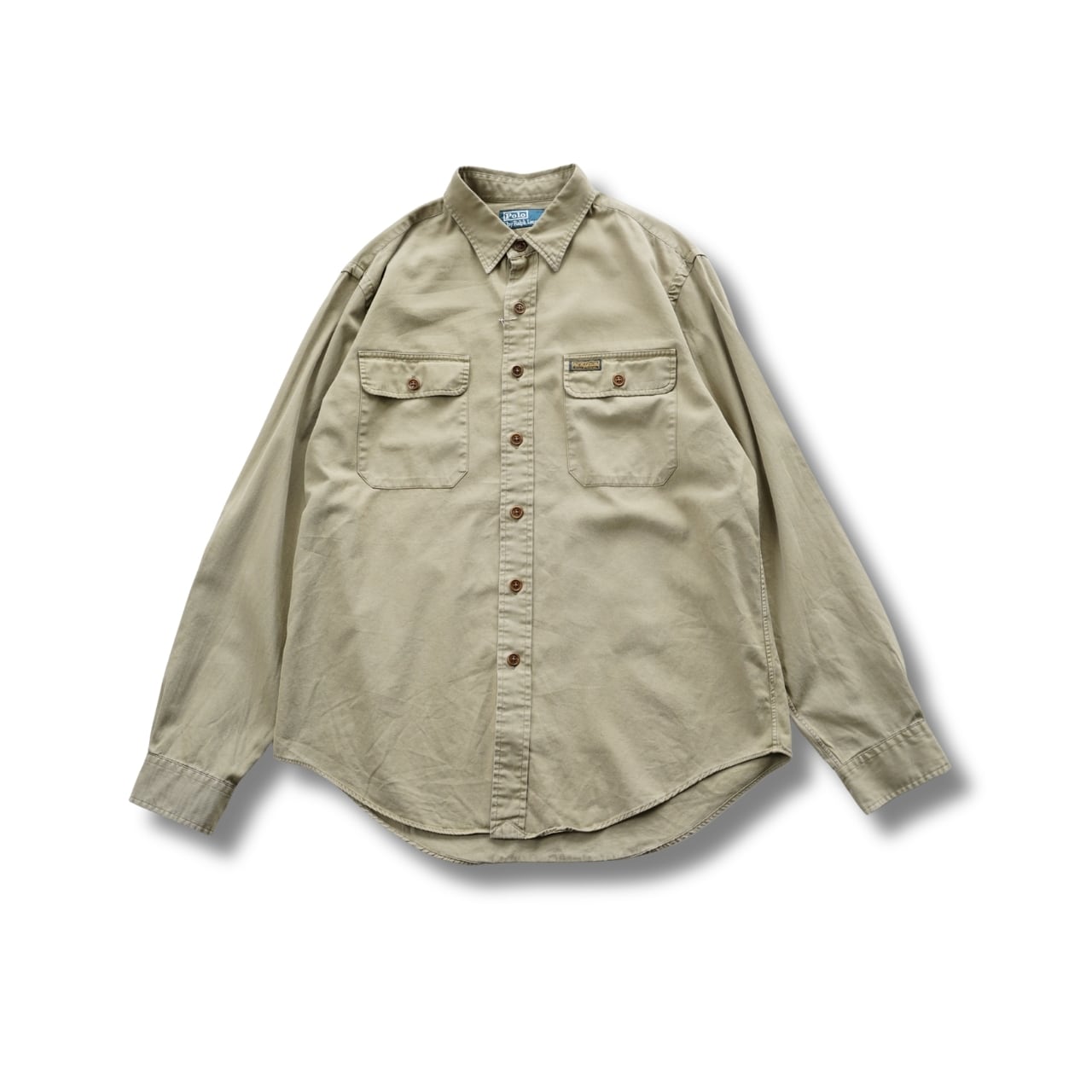 Polo by Ralph Lauren ポロ ラルフローレン ワークシャツ ダブルポケット ベージュ(表記L・実寸L相当)|NA972