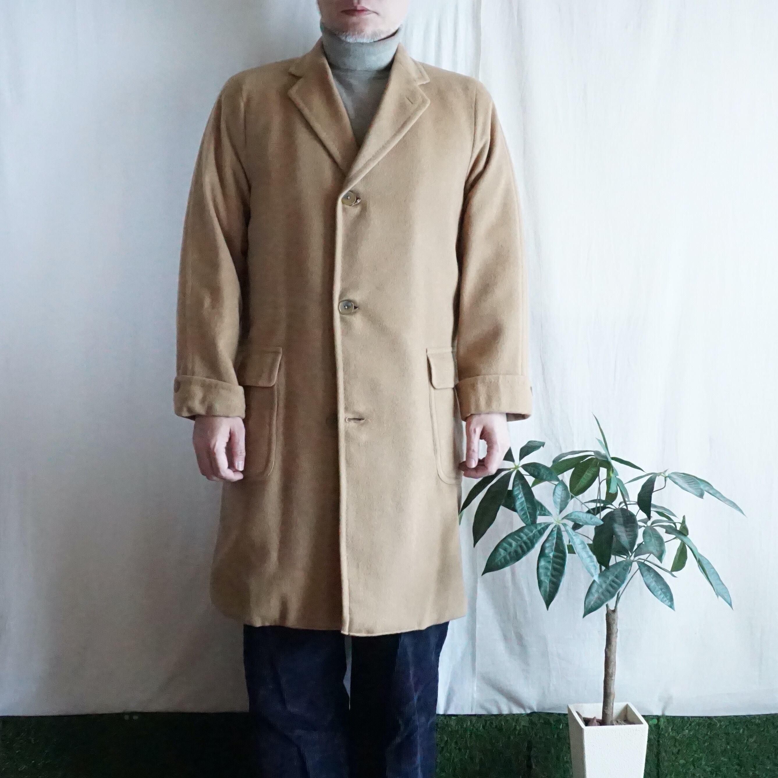 古着 カシミヤ100% チェスターコート 着画あり ブラック Agnona