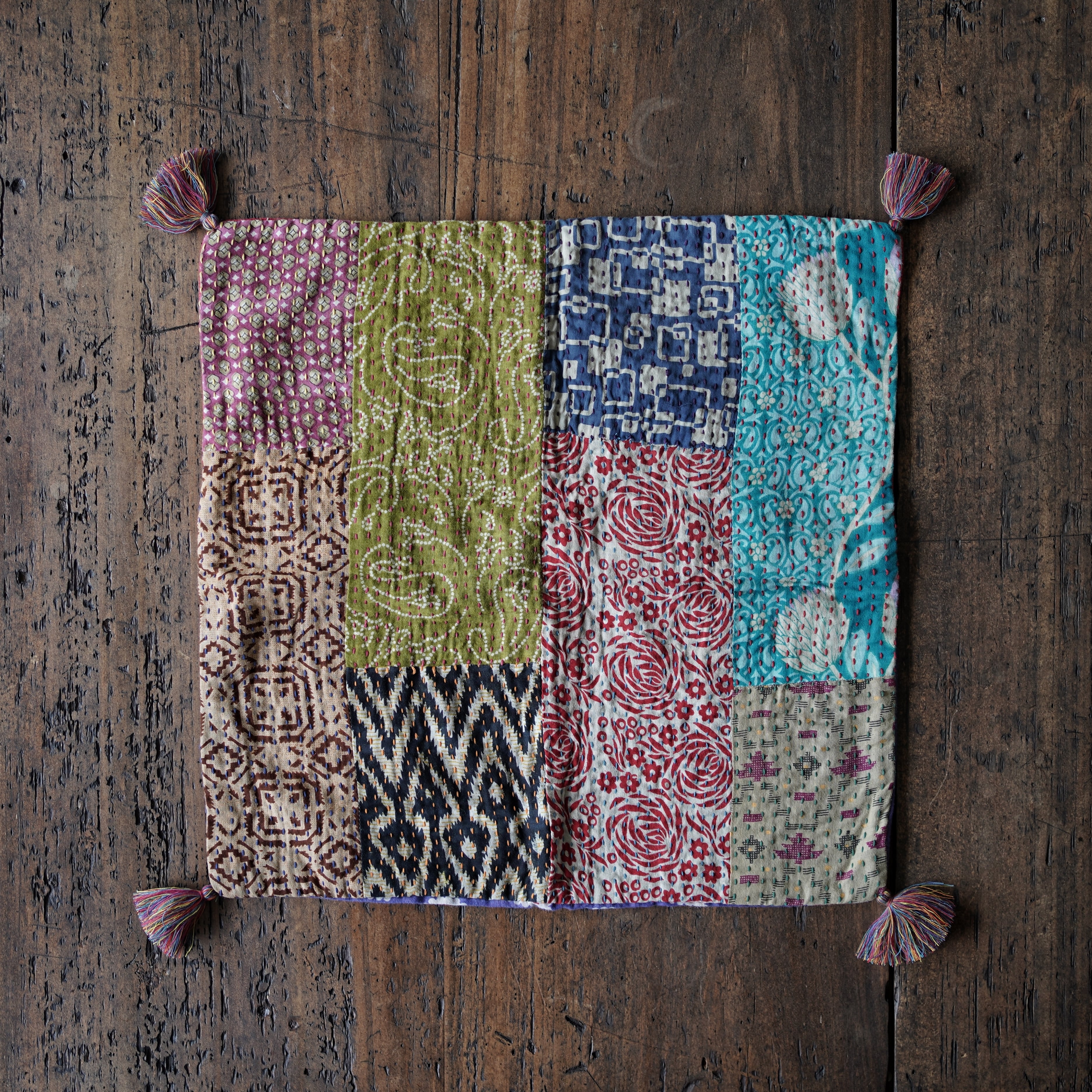 リサイクルサリーパッチワーククッションカバー【C002】/People Tree