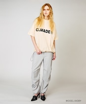 ロゴプリントドローコードルーズTシャツ (IVORY) CQ-48039