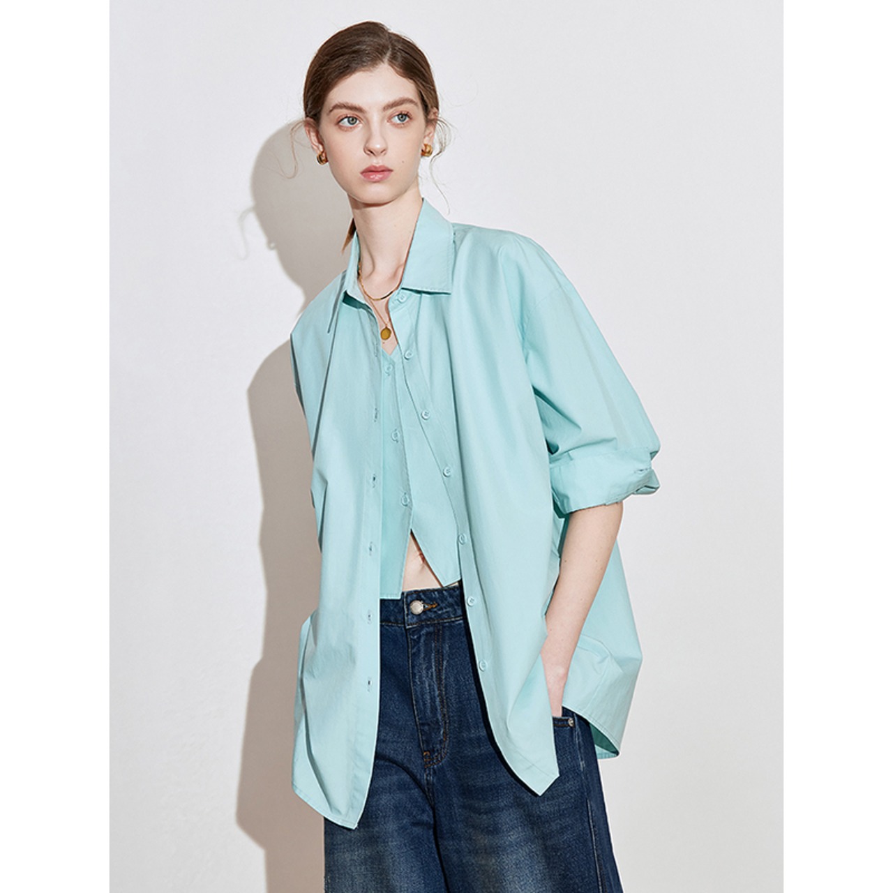 Striped Vest Blouse Shirt / ストライプ ベスト ブラウス シャツ
