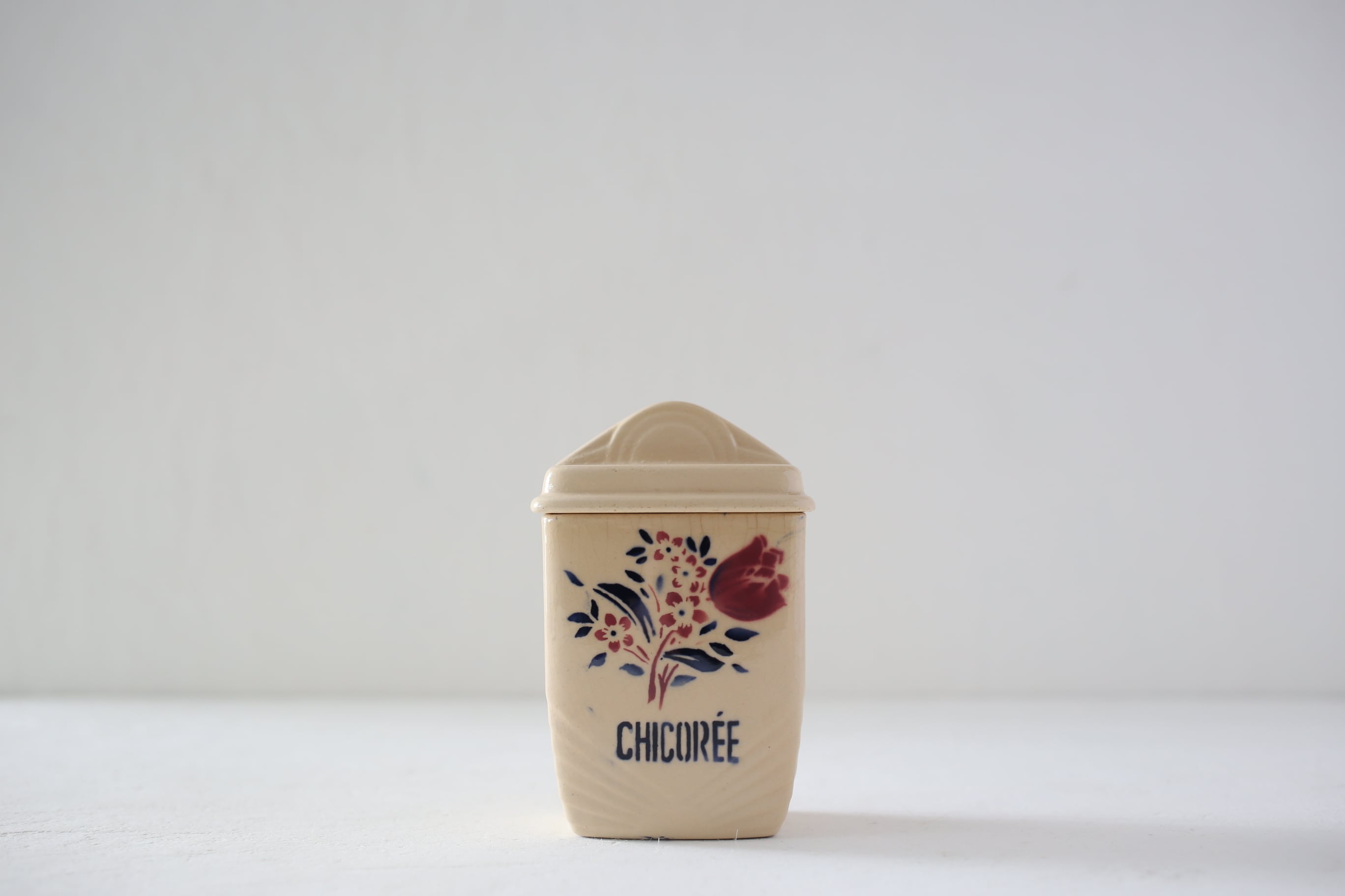 フランス アンティーク K&G LUNÉVILLE リュネヴィル 陶器製 キャニスター チューリップ柄 『CHICORÉE』 N-04045ch