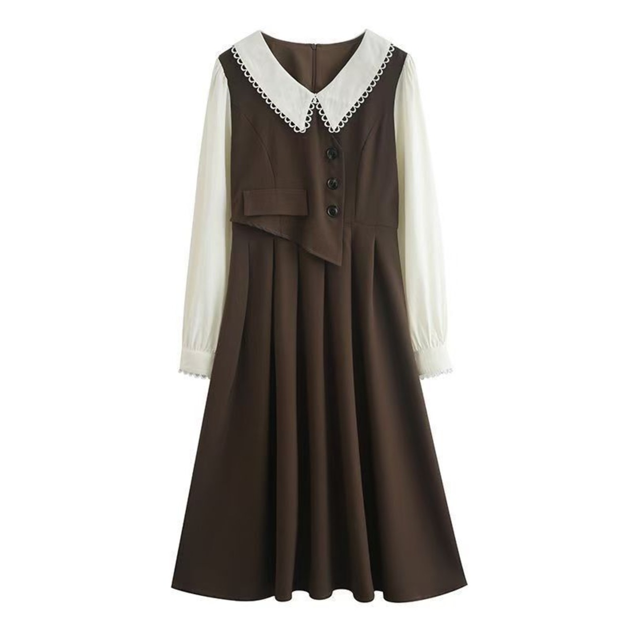 襟付きレトロワンピース