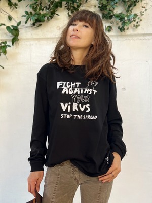 Fight Against Your Virus Black Long Tシャツ