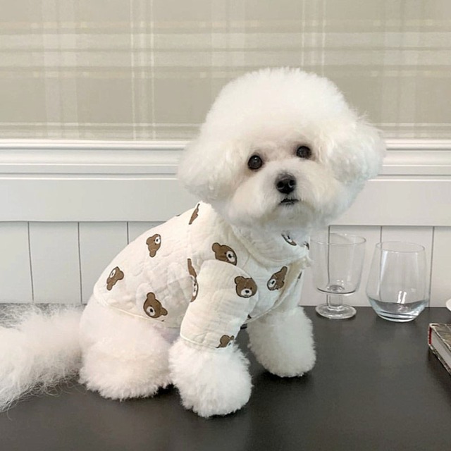 【ワンカラー】クマさんプリントのコットンコート d1570