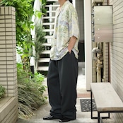 CAMLON balloon silhouette 2tuck slacks charcoal gray