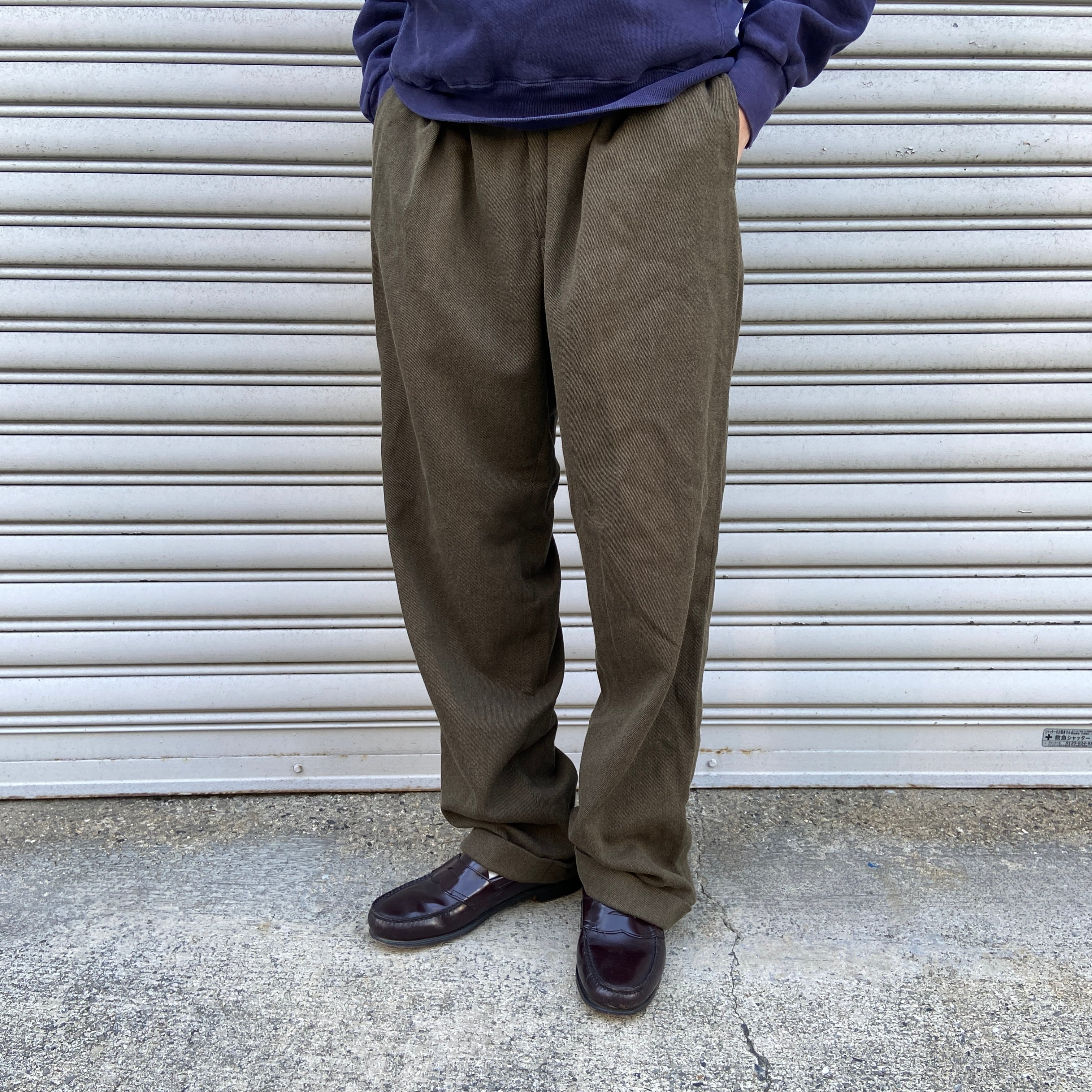 90s ラルフローレン ツータックウールスラックス チャコールグレー W32