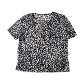 Leilian レリアン シアー フリル 総柄 半袖ブラウス 13/グレー 系/Tシャツ