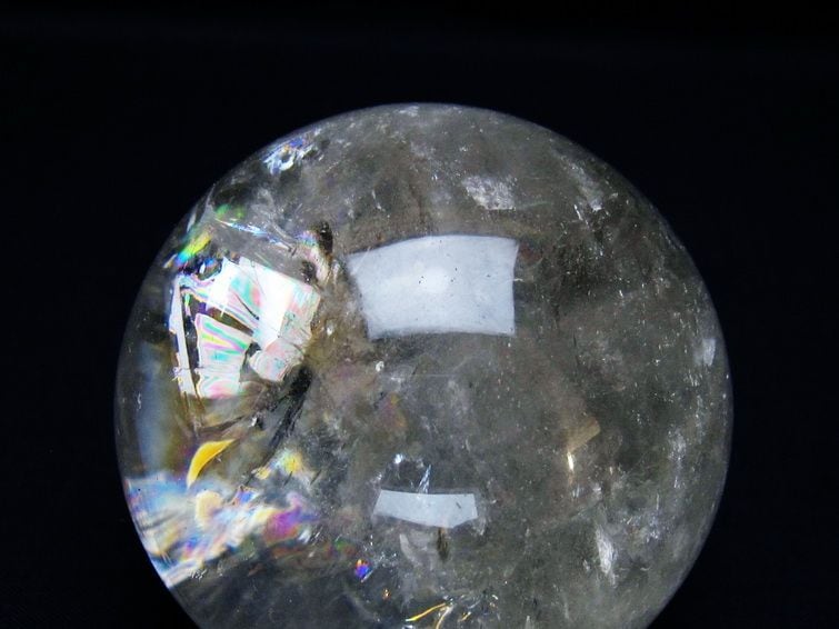 水晶 丸玉 虹入り 67mm スフィア 置物 水晶玉 一点物 151-8722