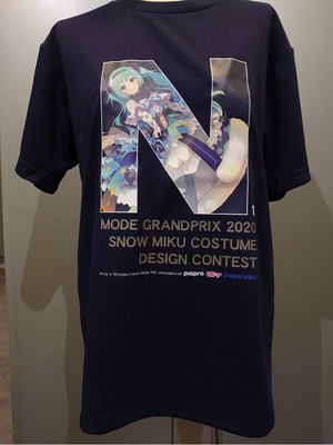 N1モードグランプリ2020雪ミクTシャツ(黒) N型切り抜きプリント