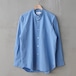 Washer Typewriter Loose Fit Band Collar Shirt Blue