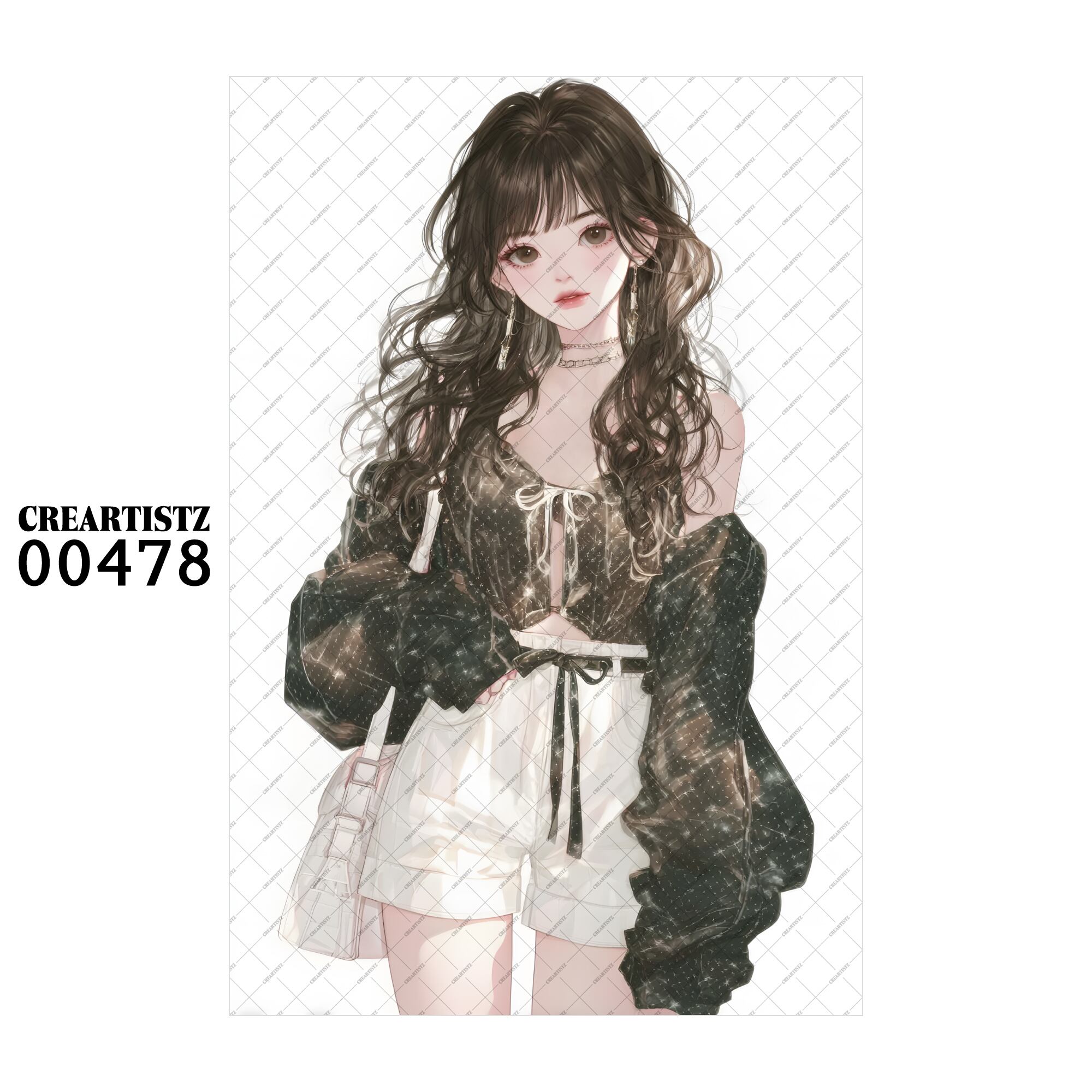 00478 ガール キュート オリジナル ペーパー/ステッカー 4枚セット CREARTISTZ