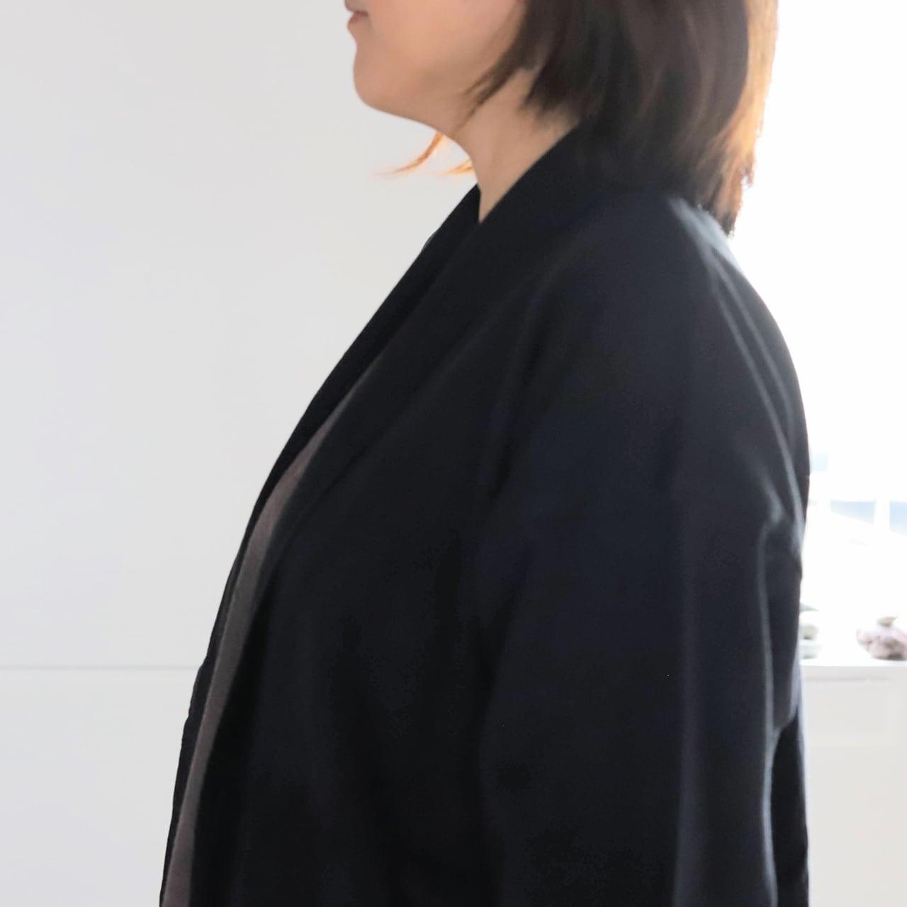 【美品】ヂェン先生の日常着　へちまえりロングコート　黒 ヂェン先生の日常着 へちまコート 厚地 | アトマダ寝具店
