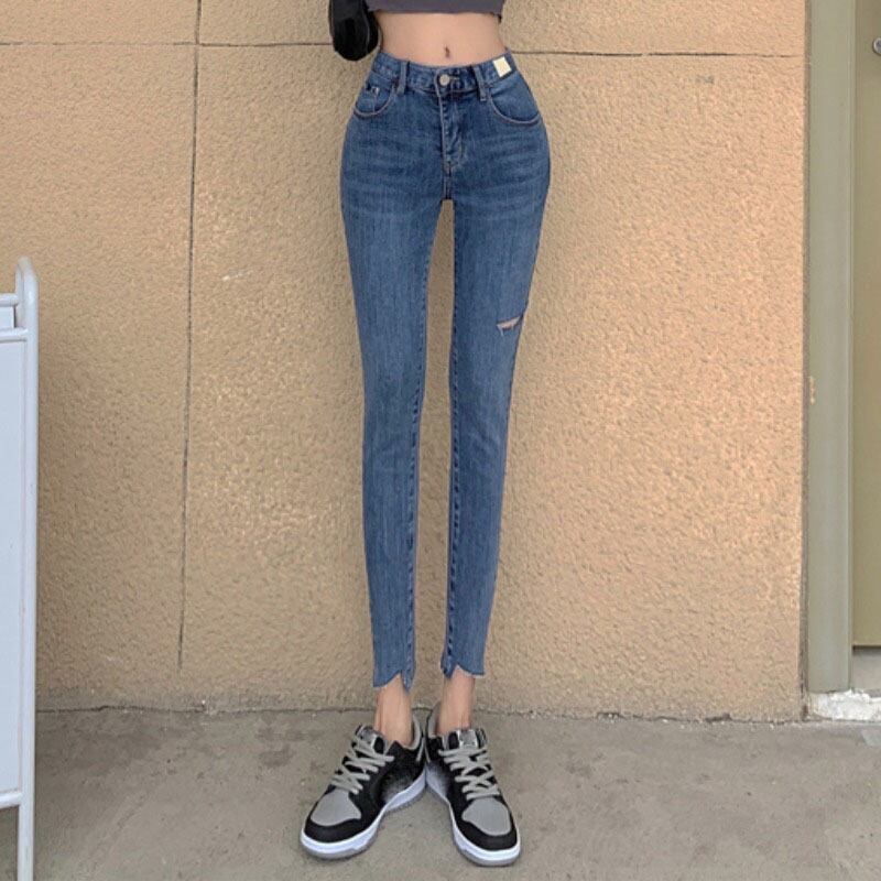 ジーンズ スプリングハイウェスト薄手ダークパンツ 春物 YY-ファッション74562039120