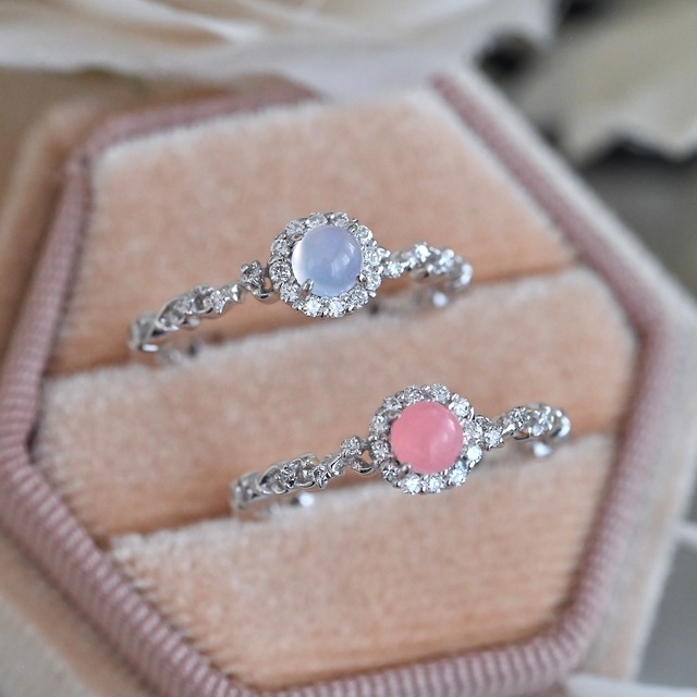 【先行販売｜7/22(水)〜7/28(火)】弦楽器 F字孔 リング カボション取り巻きダイヤ　SILVER／K10YG／K18YG／K18PG／PT900【77,000円〜165,000円】